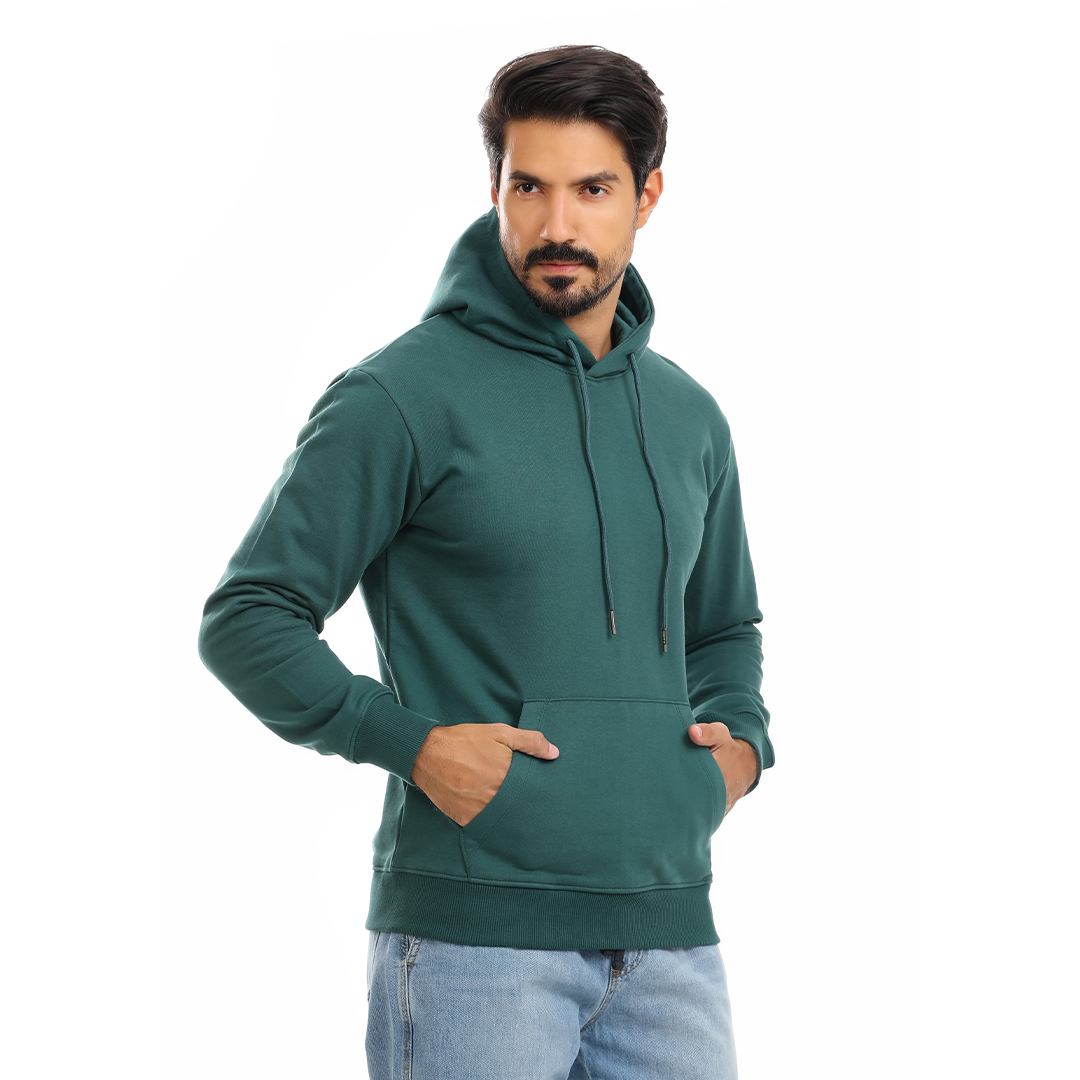 Solid Hoodie with Hood and Pocket