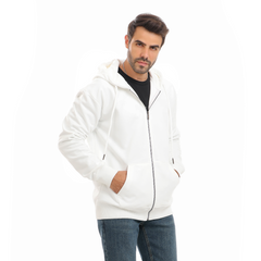 Solid Hoodie with Full Zip and Pockets