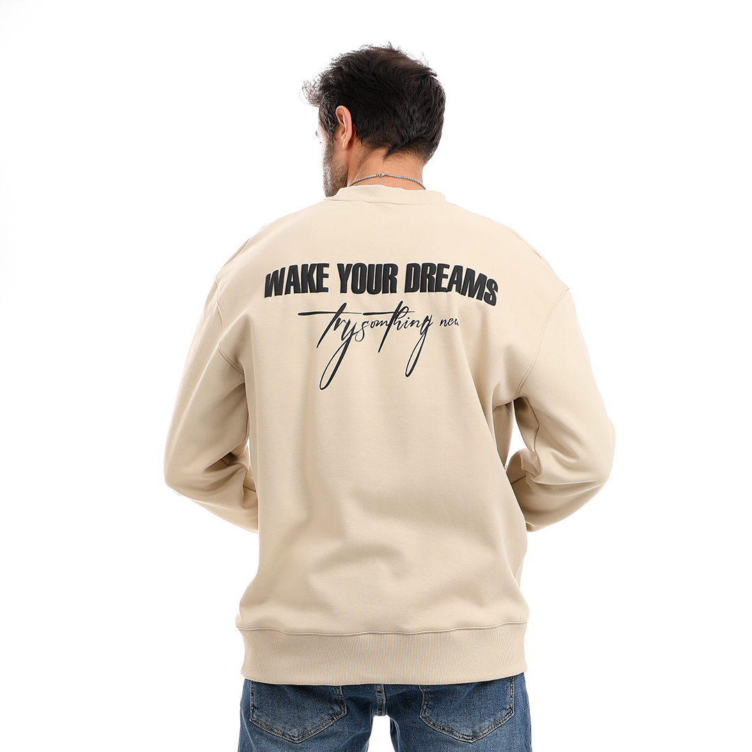 Round Neck Hoodie with Front and Back Print