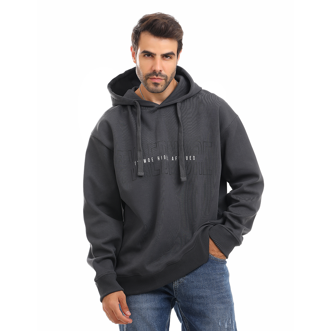 Hoodie with Hood and Printed Front