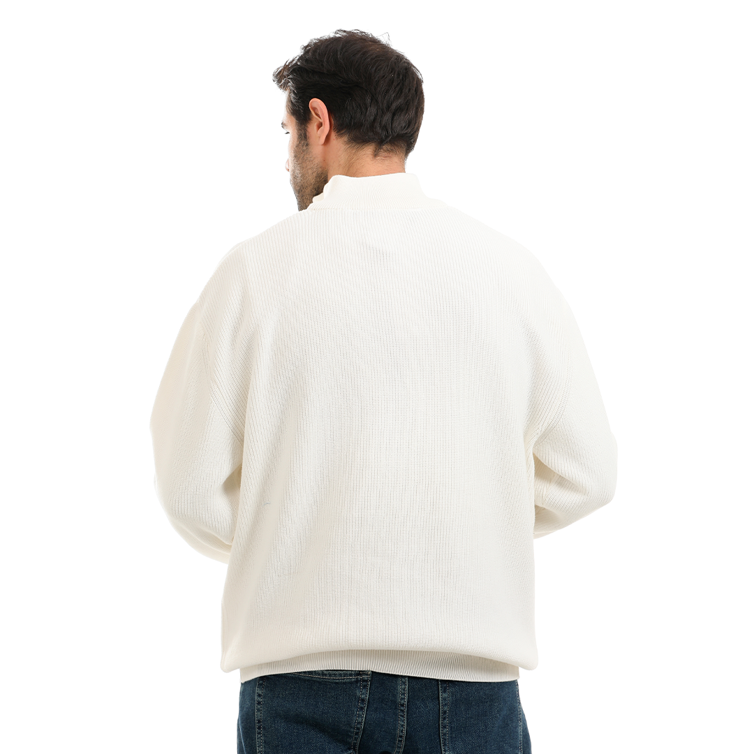 Half Zip Solid Cotton Tricot Sweater