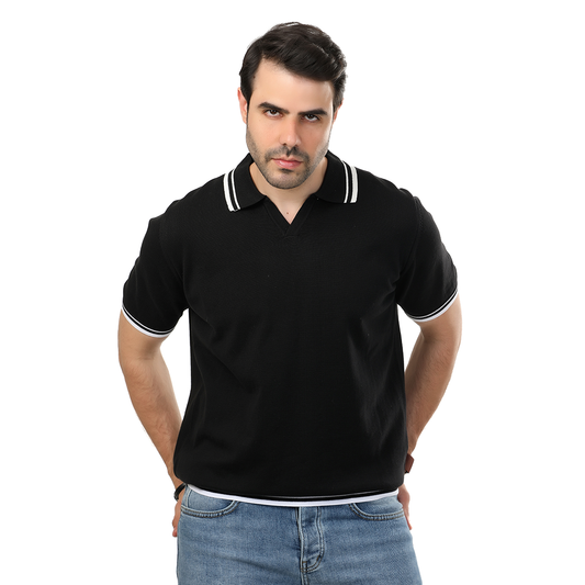 Regular Fit Knitting V Polo T-Shirt