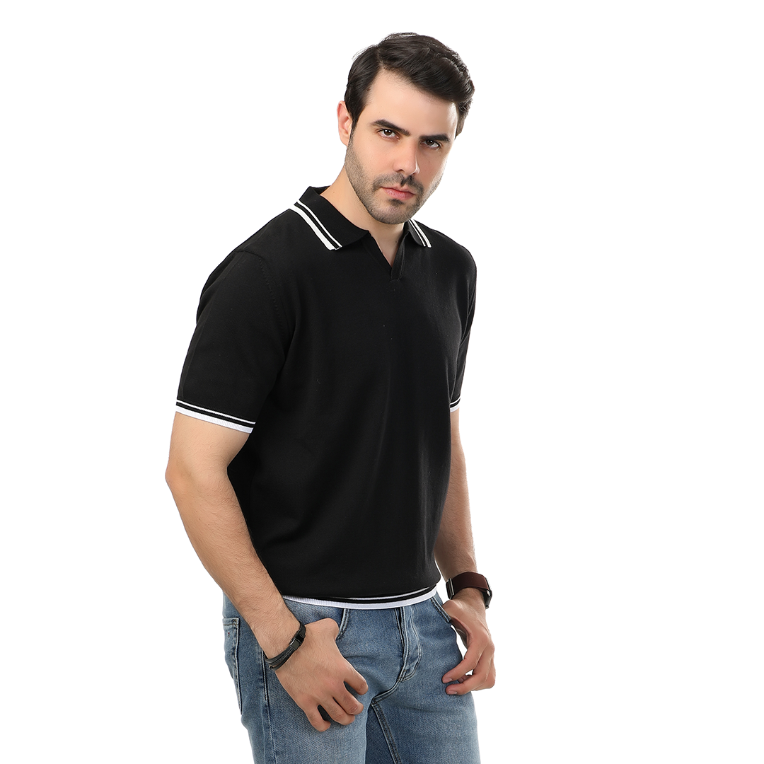Regular Fit Knitting V Polo T-Shirt