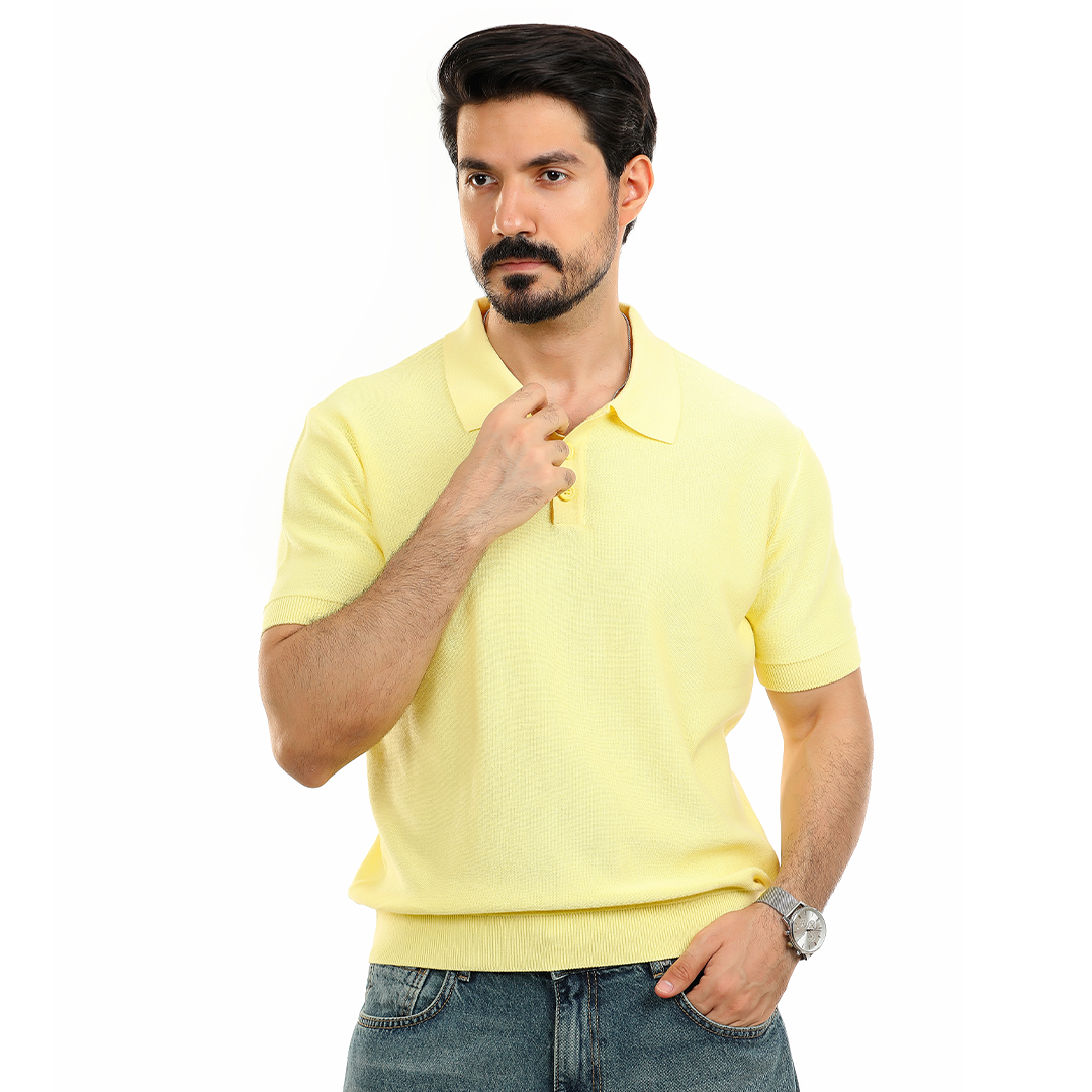 Textured Knit Polo T.shirt