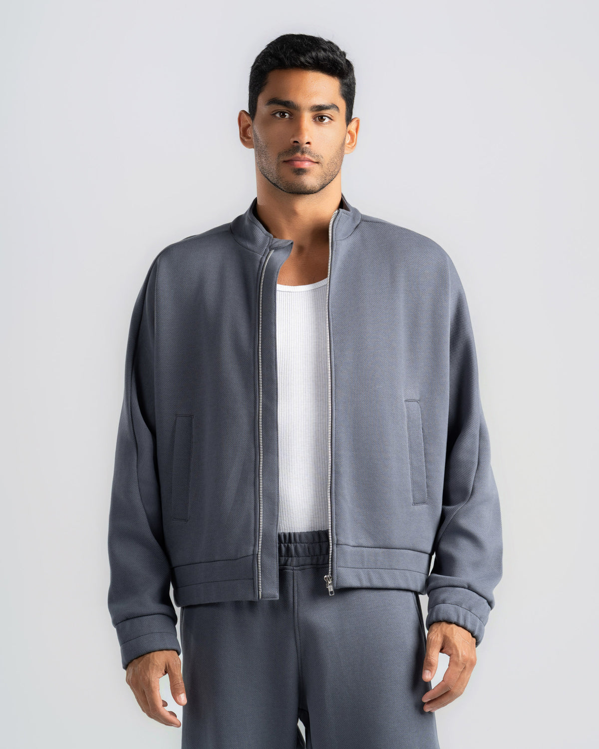 Cotton blend jacket with pockets