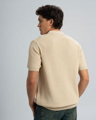 TEXTURED KNIT POLO SHIRT With Zip