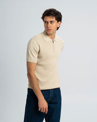 TEXTURED KNIT POLO SHIRT With Zip