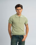 TEXTURED KNIT POLO SHIRT With Zip