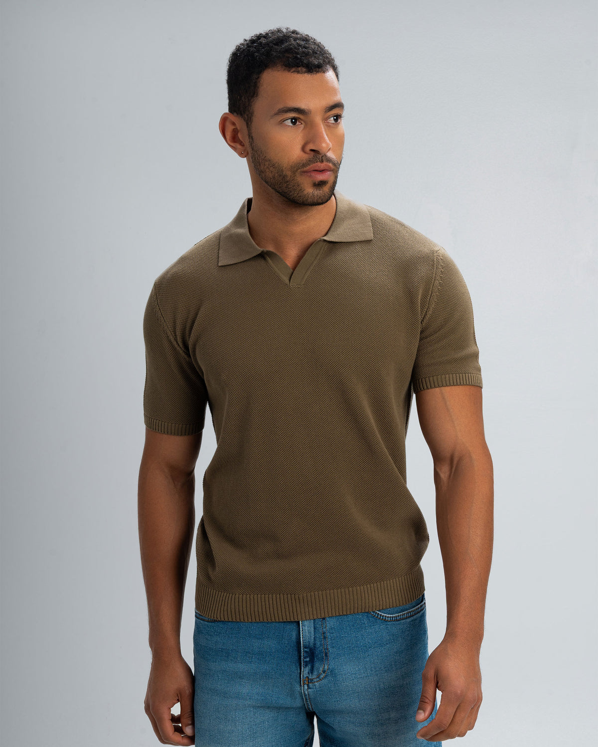 TEXTURED KNIT POLO SHIRT