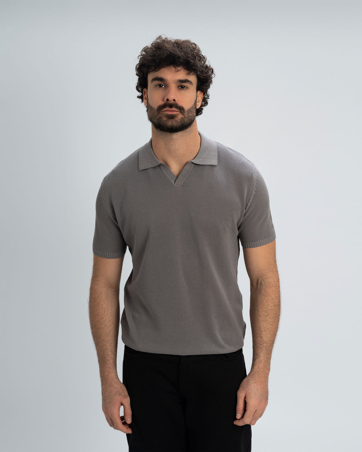 TEXTURED KNIT POLO SHIRT