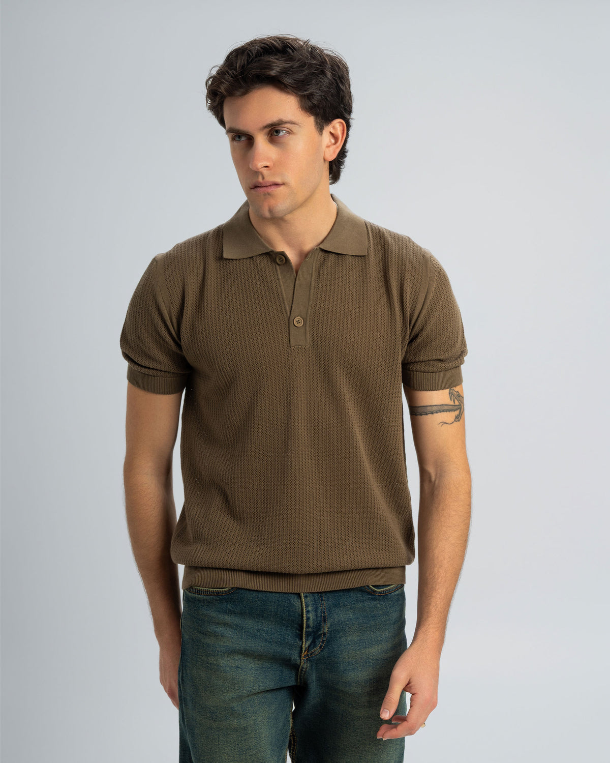 TEXTURED KNIT POLO SHIRT