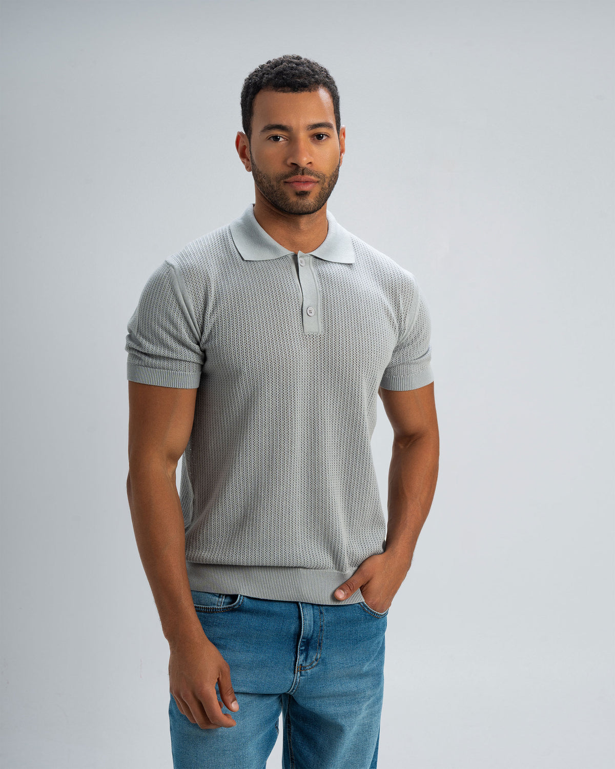 TEXTURED KNIT POLO SHIRT