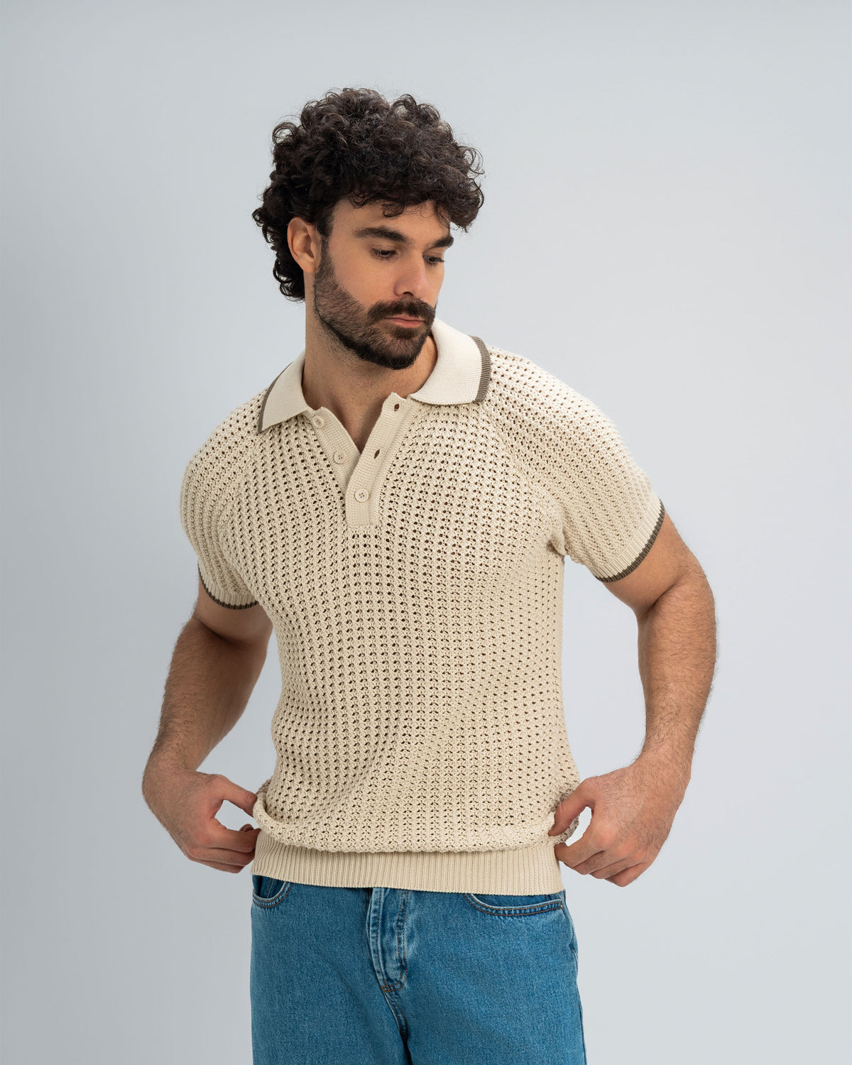 RIB KNIT POLO SHIRT