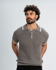 RIB KNIT POLO SHIRT