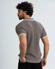 RIB KNIT POLO SHIRT