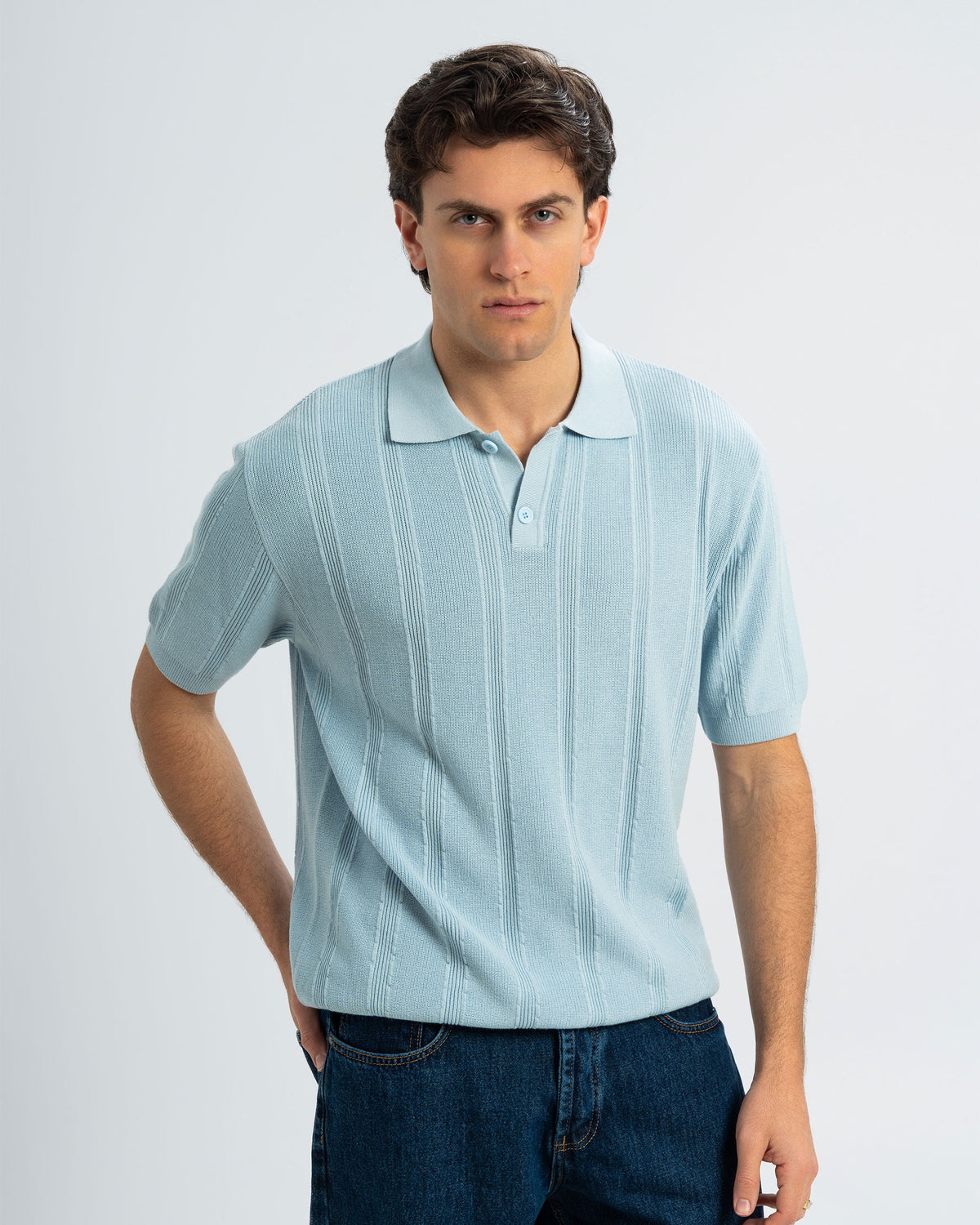 TEXTURED KNIT POLO SHIRT