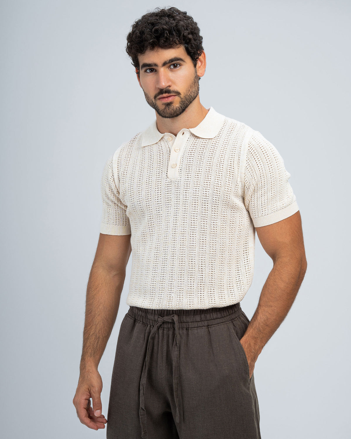 RIB KNIT POLO SHIRT