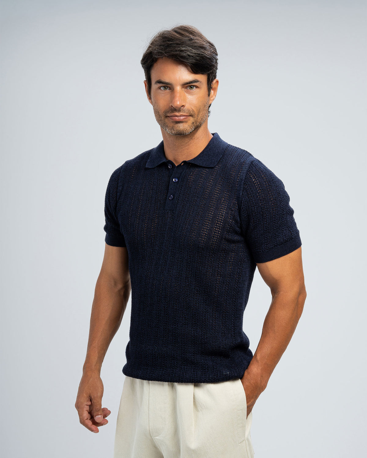 RIB KNIT POLO SHIRT