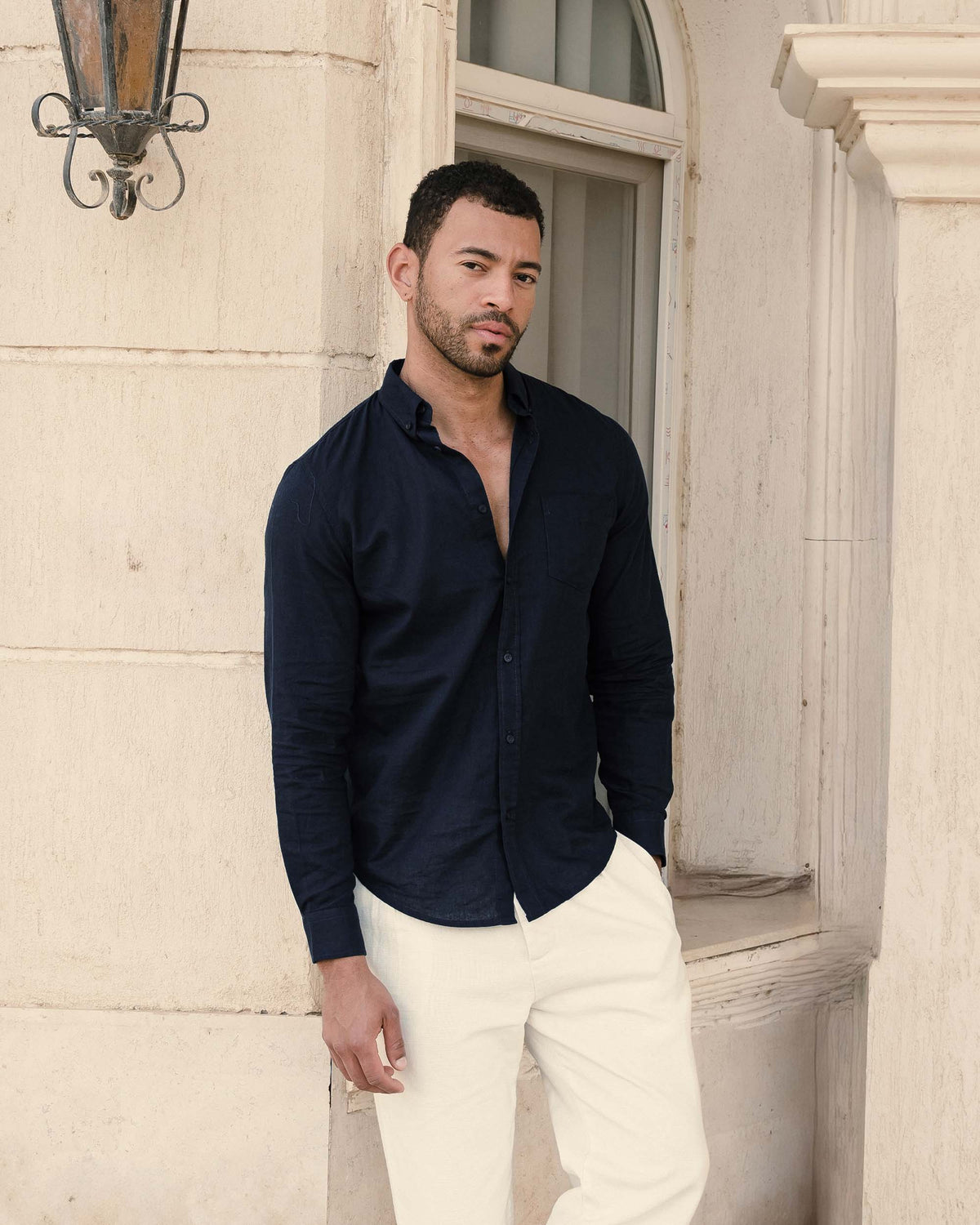 REGULAR FIT LINEN-COTTON SHIRT