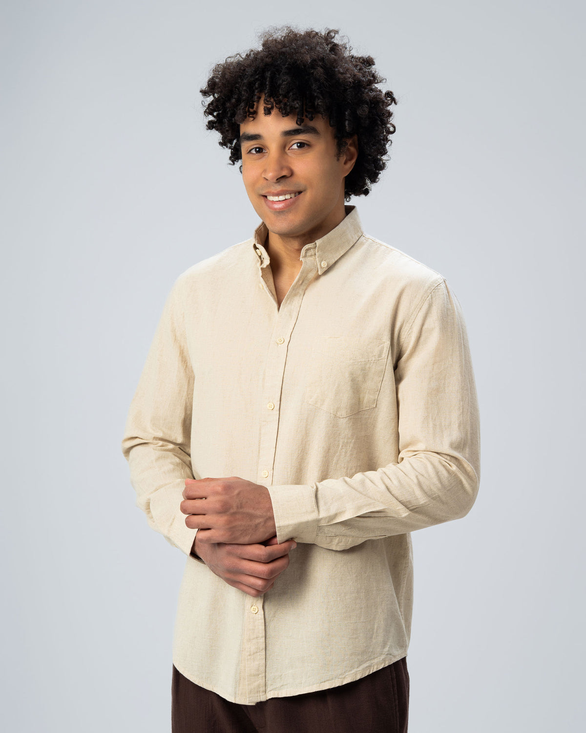REGULAR FIT LINEN-COTTON SHIRT