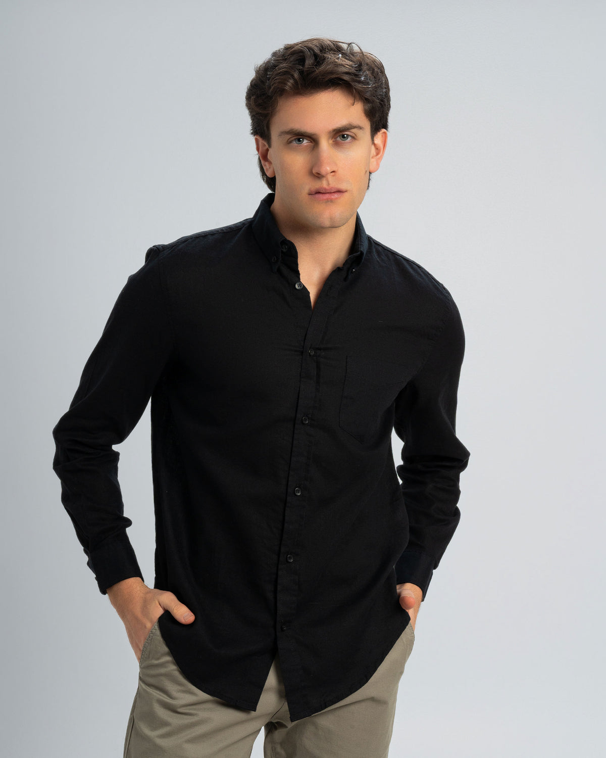 REGULAR FIT LINEN-COTTON SHIRT