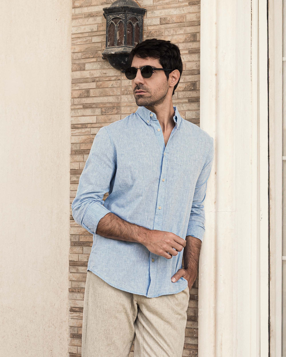 REGULAR FIT LINEN-COTTON SHIRT
