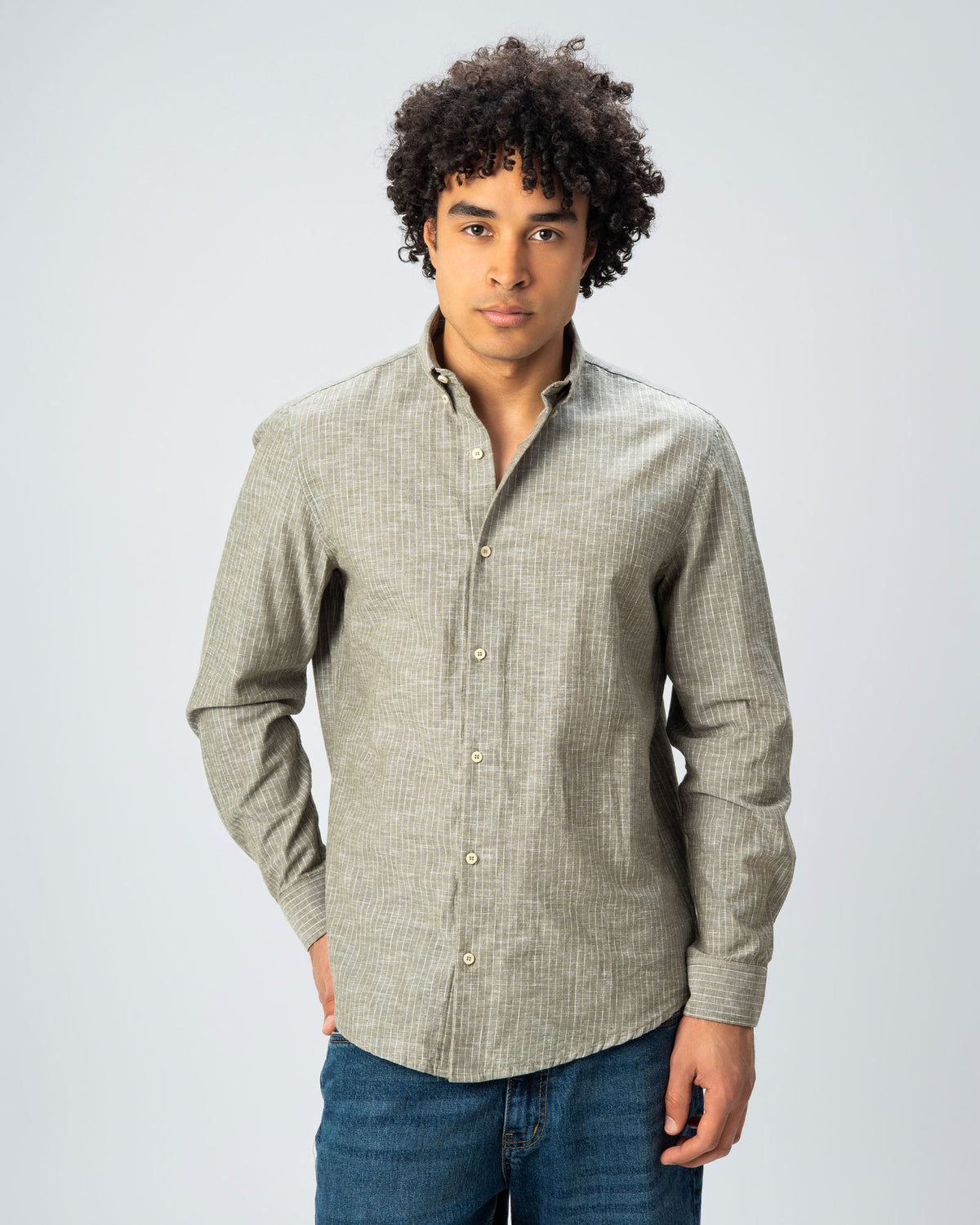 Stripped Regular Fit Linen Shirt
