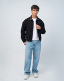 Leather Collar Bomber Jacket