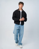 Leather Collar Bomber Jacket