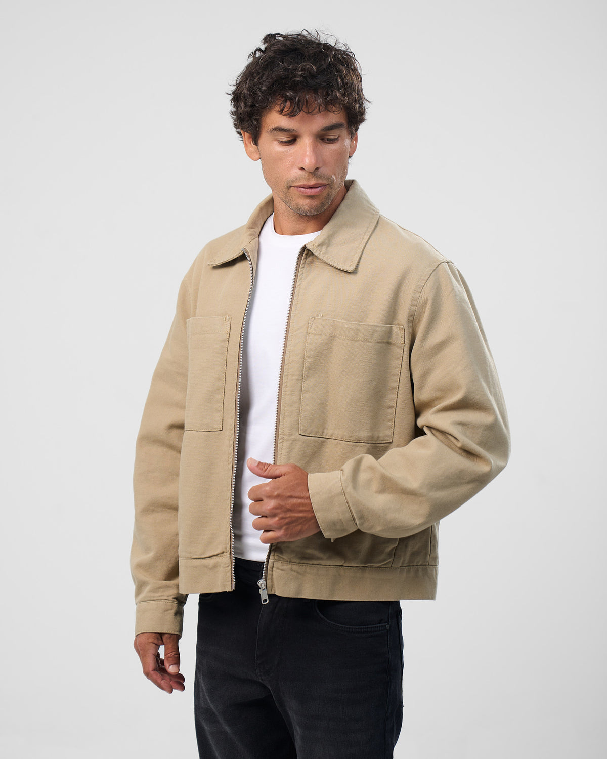 Zip-Up Shirt Collar Jacket