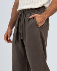 RELAXED FIT COTTON/LINEN TROUSERS