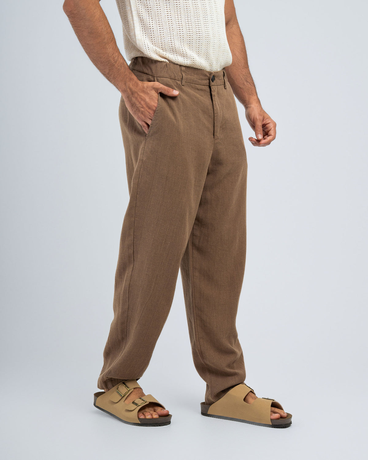 COTTON/LINEN RELAXED FIT TROUSERS