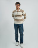 Striped Knit Polo Sweater