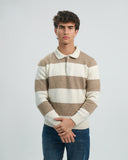 Striped Knit Polo Sweater