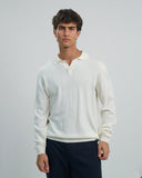 Button-Placket Knit Polo Sweater