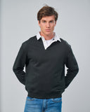 Contrast Polo Collar Sweatshirt