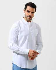 Mandarin Collar Shirt In Oxford Cotton