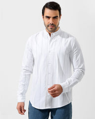 Mandarin Collar Shirt In Oxford Cotton