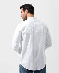 Mandarin Collar Shirt In Oxford Cotton