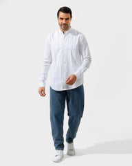 Mandarin Collar Shirt In Oxford Cotton
