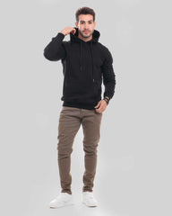 Solid Hoodie with Hood and Pocket