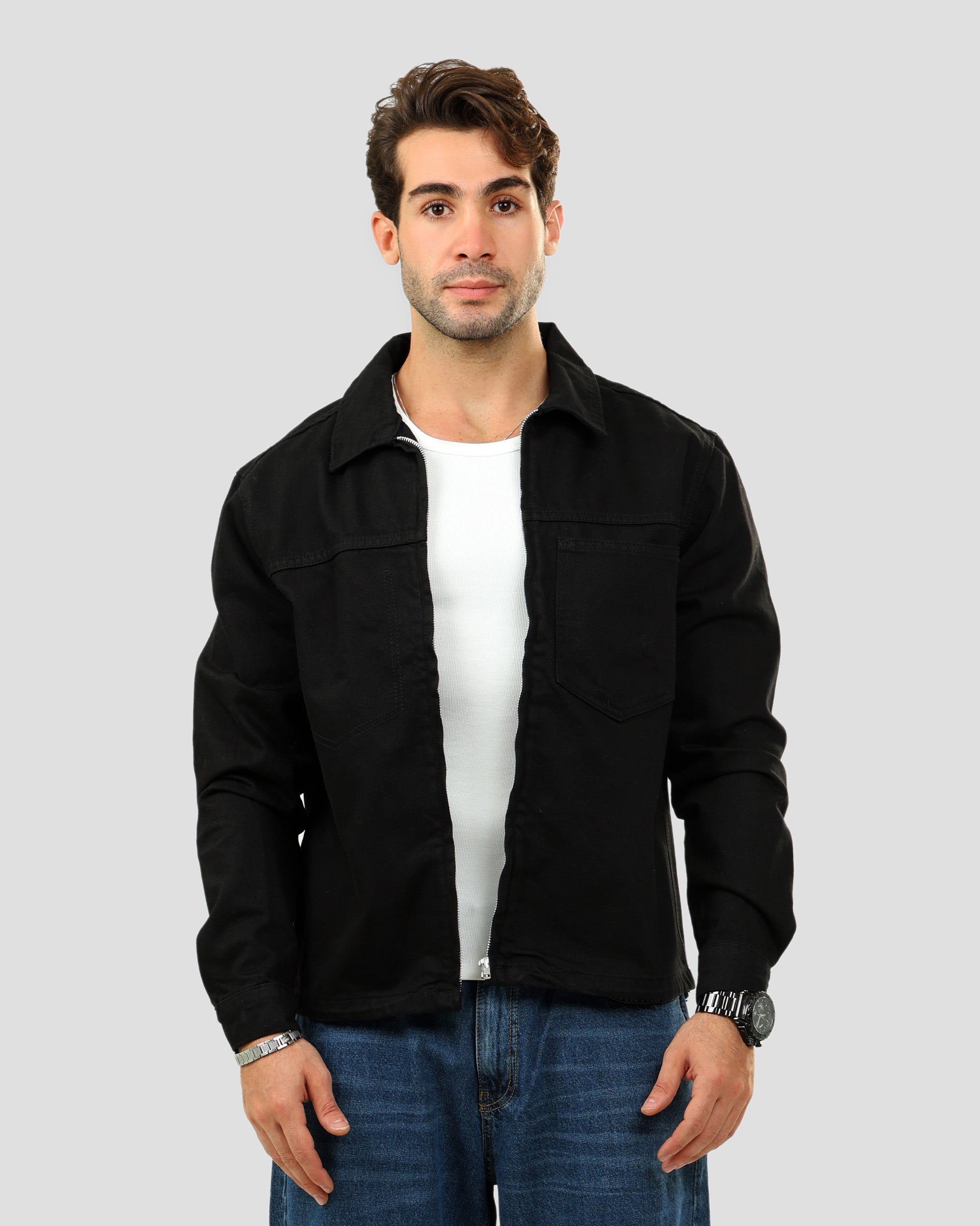 Jacket with Shirt Collar