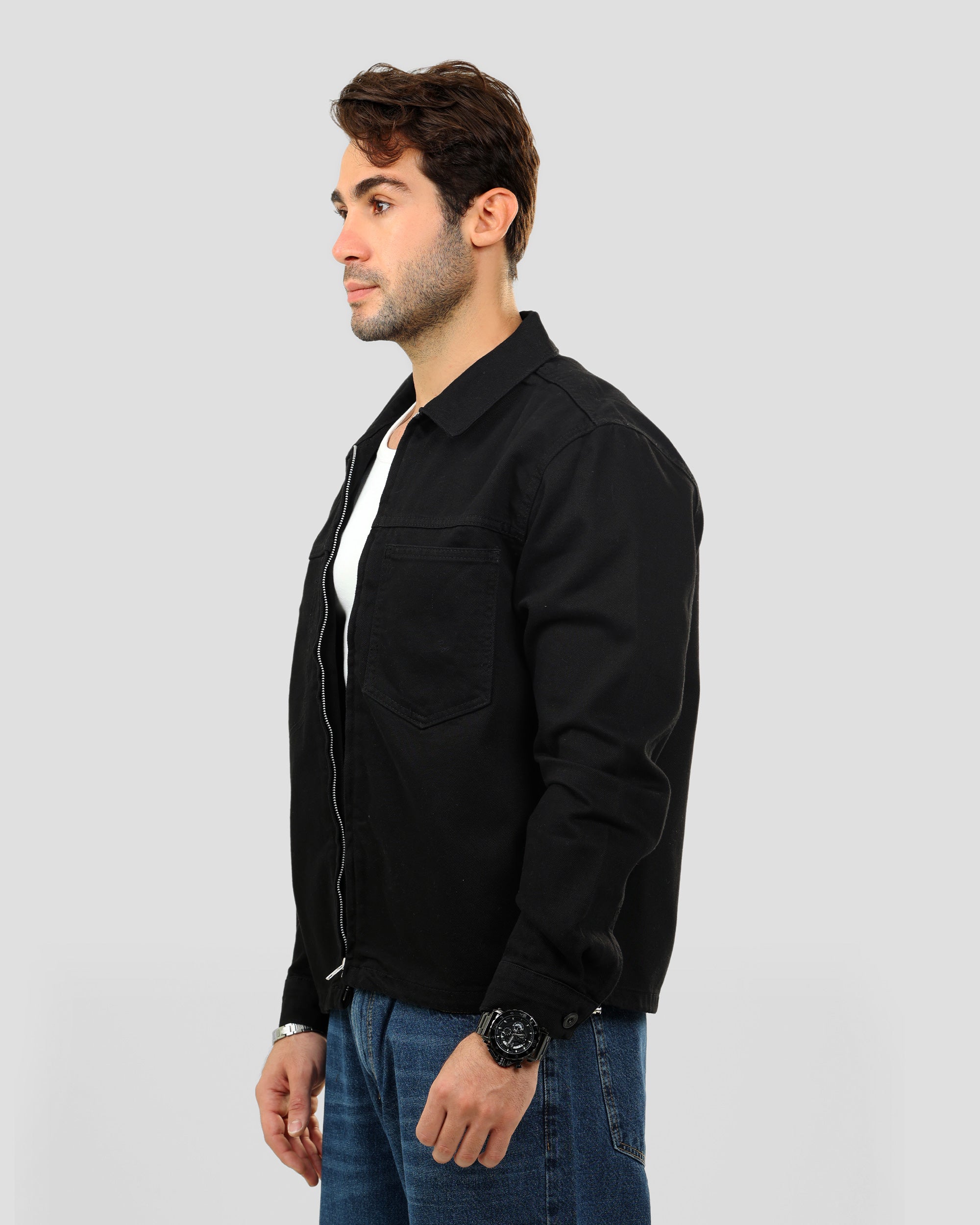 Jacket with Shirt Collar