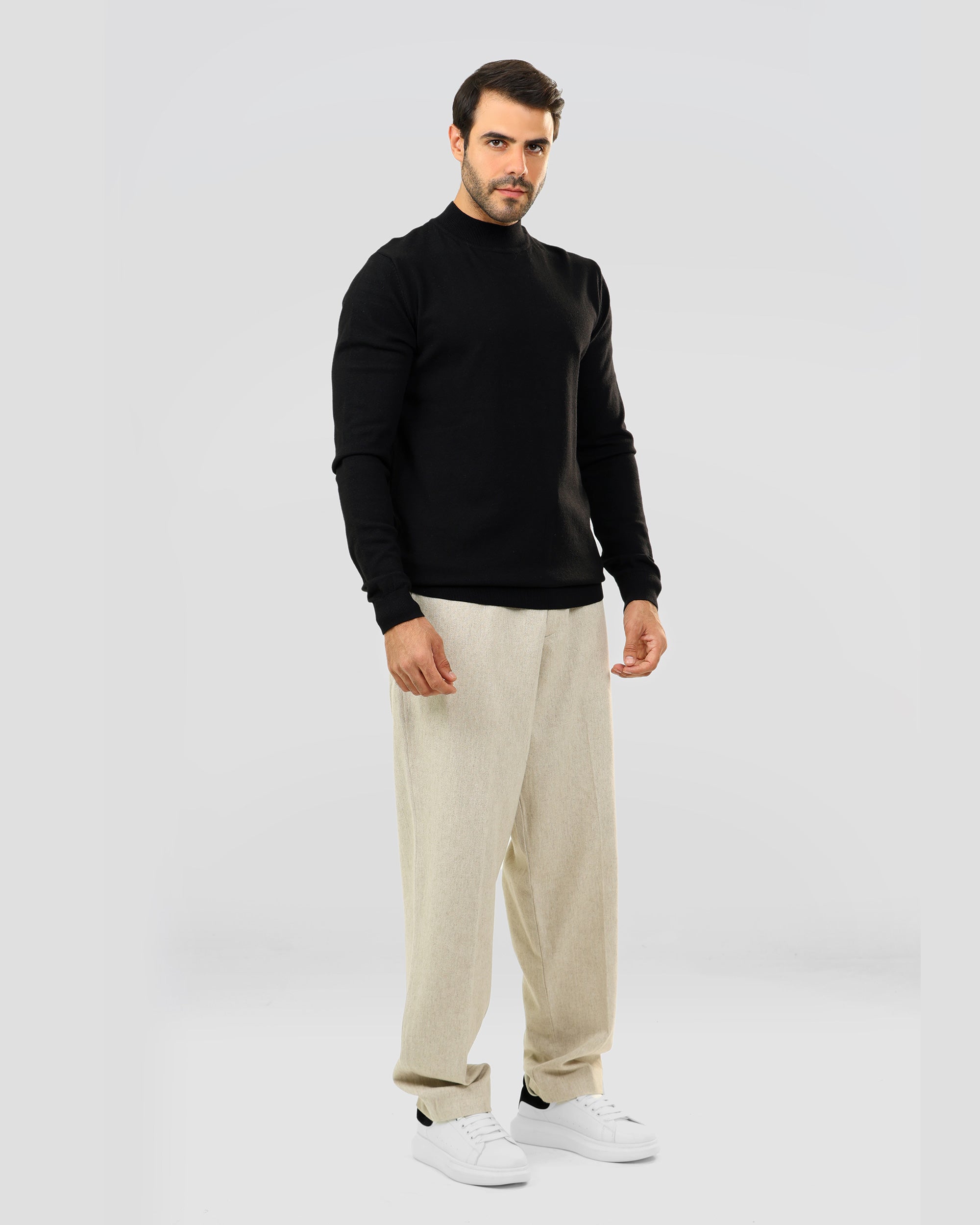 Half Neck Plain Knit Sweater