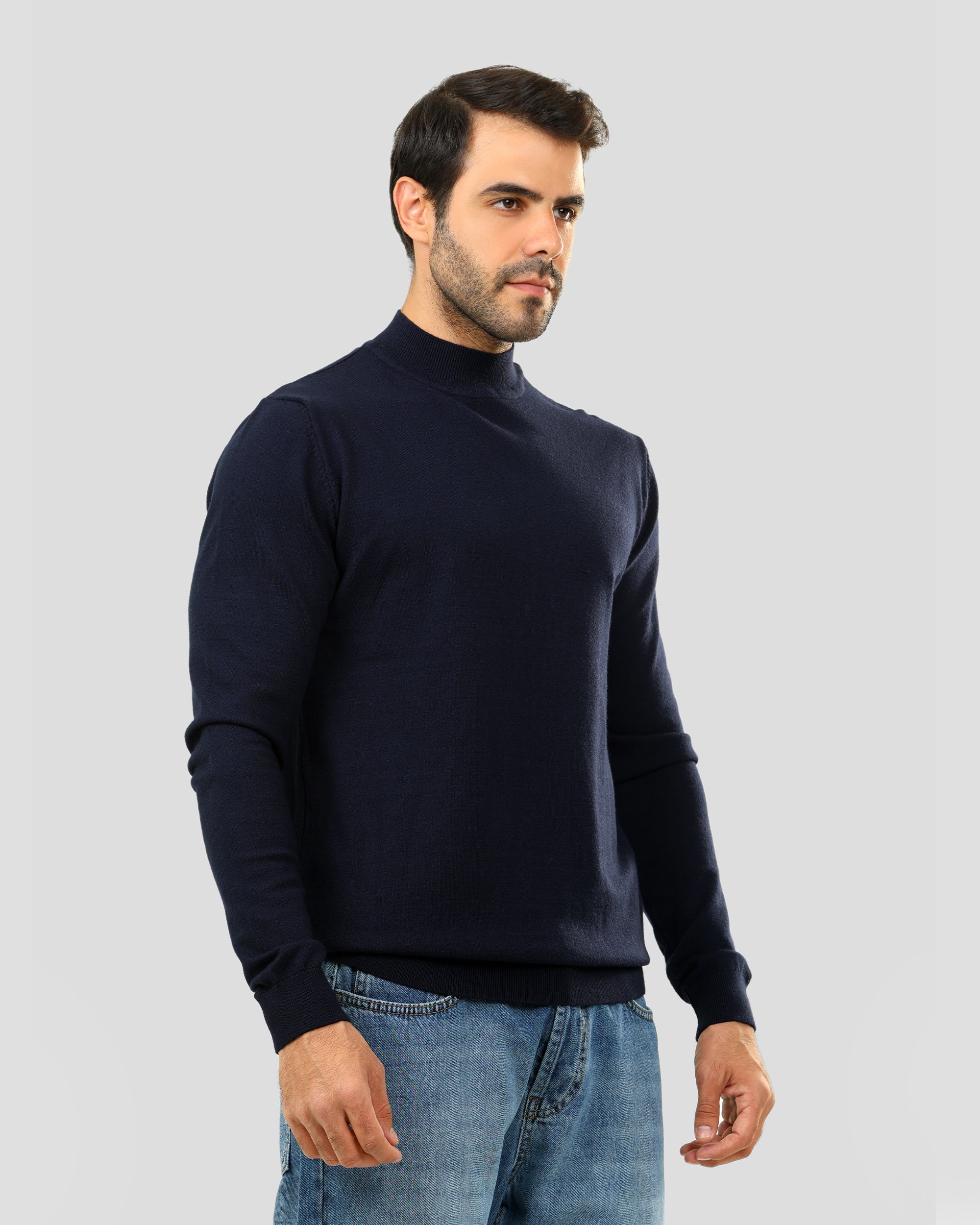 Half Neck Plain Knit Sweater