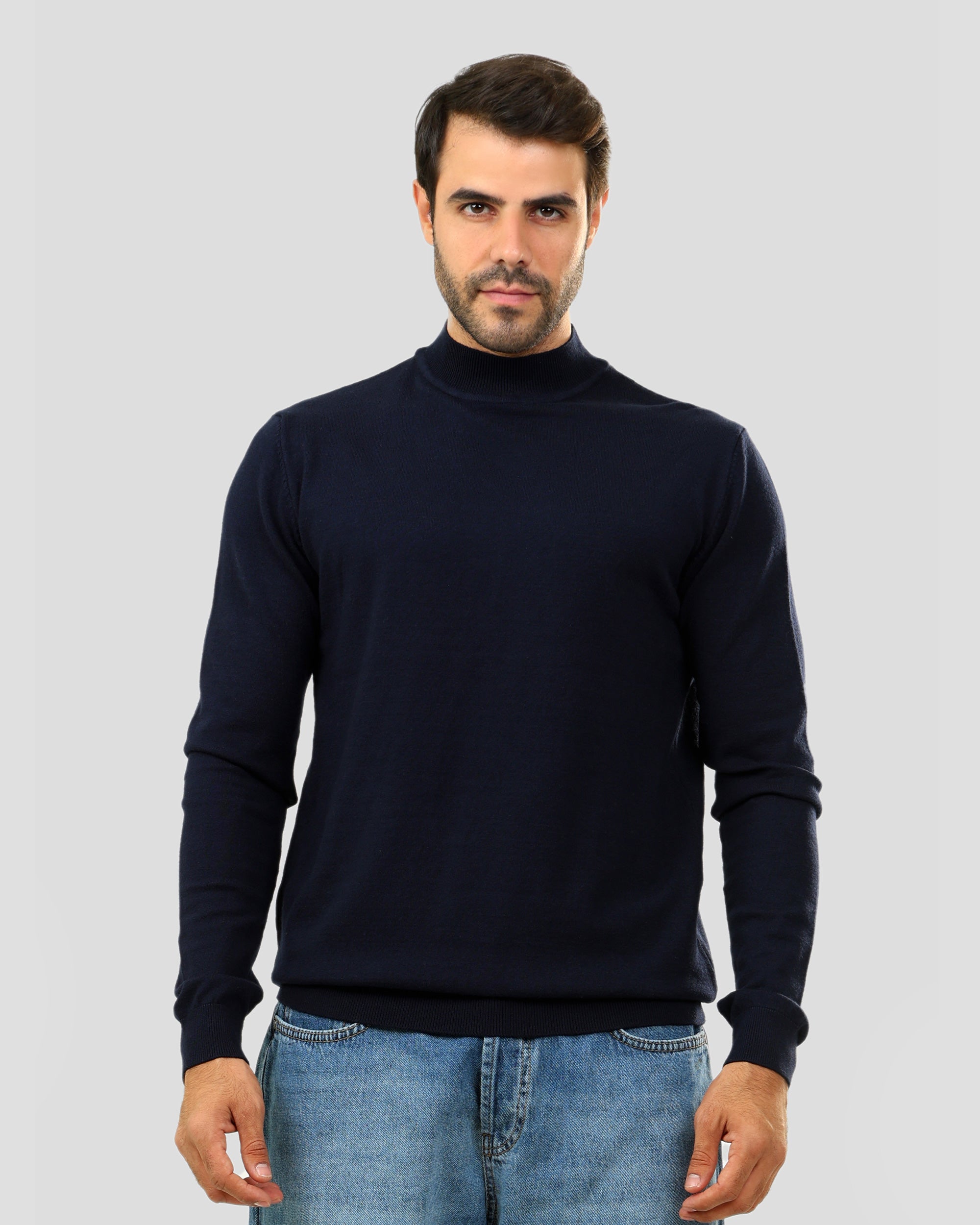Half Neck Plain Knit Sweater