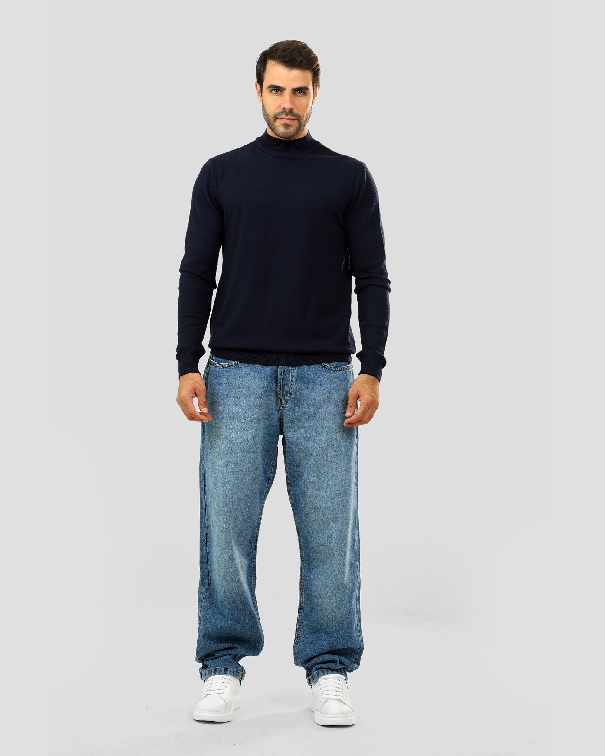 Half Neck Plain Knit Sweater